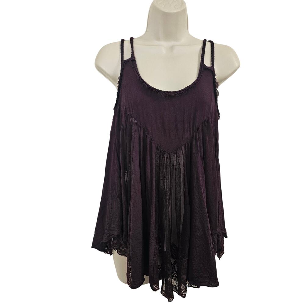 FREE PEOPLE Semi-Sheer Swing Tank Purple Size S